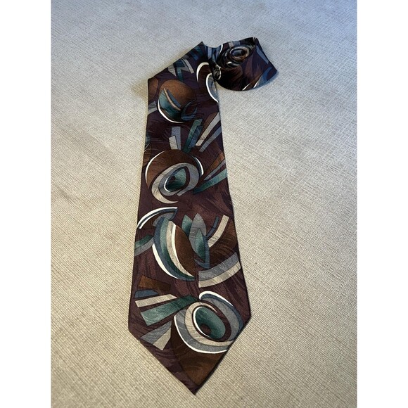 Vintage Chez Roffe New York Tie Mens Abstract Geometric Silk Made in USA 90s - Picture 1 of 7